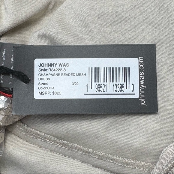 NWT Johnny Was Champagne Beaded Mesh Dress Size 4 Cocktail Party Evening Event - Picture 14 of 14